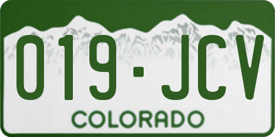 CO license plate 019JCV
