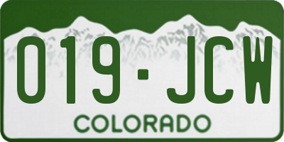 CO license plate 019JCW