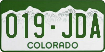 CO license plate 019JDA