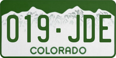 CO license plate 019JDE