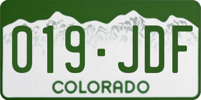 CO license plate 019JDF