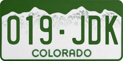CO license plate 019JDK