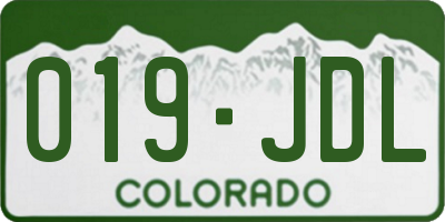 CO license plate 019JDL