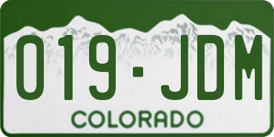 CO license plate 019JDM