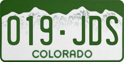 CO license plate 019JDS