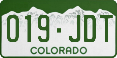 CO license plate 019JDT