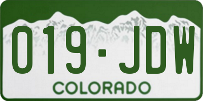 CO license plate 019JDW