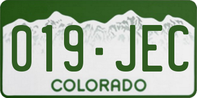CO license plate 019JEC