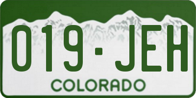 CO license plate 019JEH