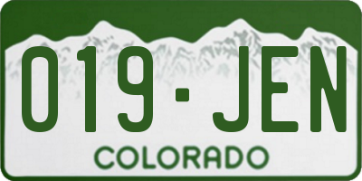 CO license plate 019JEN