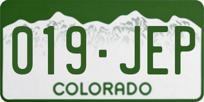CO license plate 019JEP