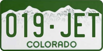 CO license plate 019JET