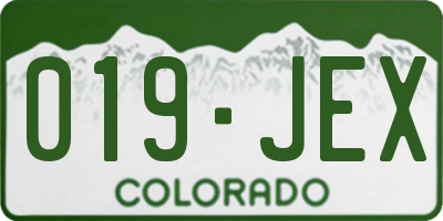 CO license plate 019JEX