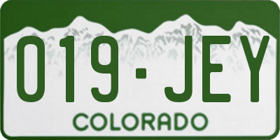 CO license plate 019JEY