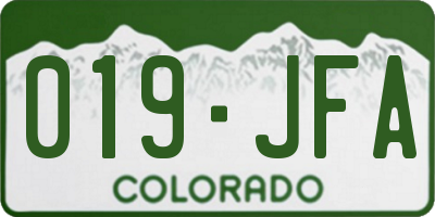 CO license plate 019JFA