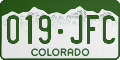CO license plate 019JFC