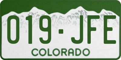 CO license plate 019JFE