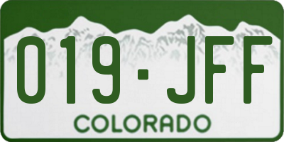CO license plate 019JFF