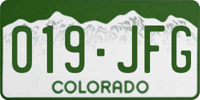 CO license plate 019JFG