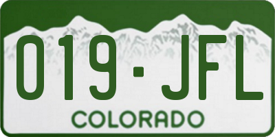 CO license plate 019JFL