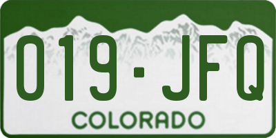 CO license plate 019JFQ