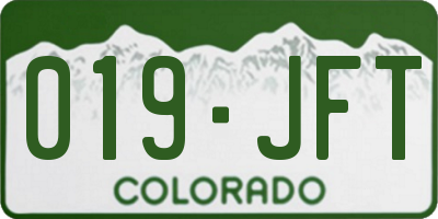 CO license plate 019JFT