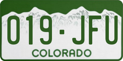 CO license plate 019JFU