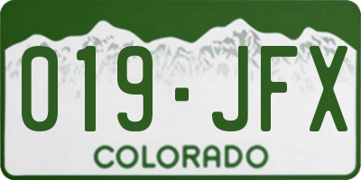 CO license plate 019JFX