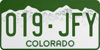 CO license plate 019JFY