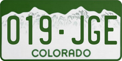 CO license plate 019JGE