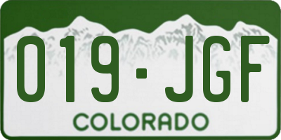 CO license plate 019JGF