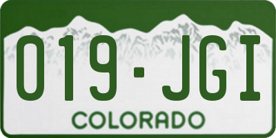 CO license plate 019JGI