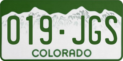 CO license plate 019JGS