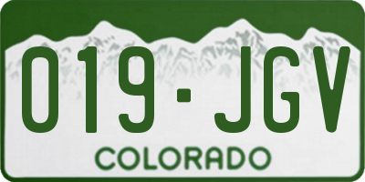 CO license plate 019JGV