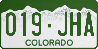 CO license plate 019JHA