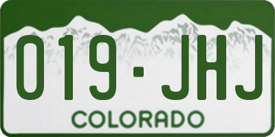 CO license plate 019JHJ