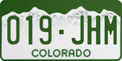 CO license plate 019JHM