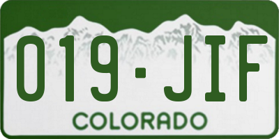 CO license plate 019JIF