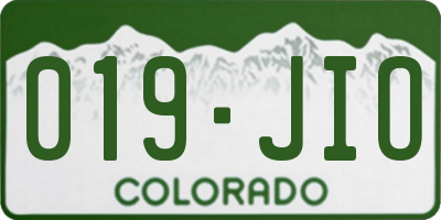 CO license plate 019JIO