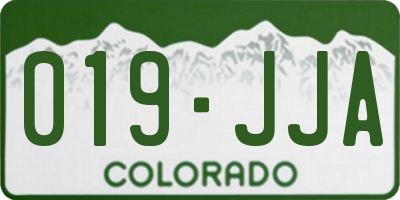 CO license plate 019JJA
