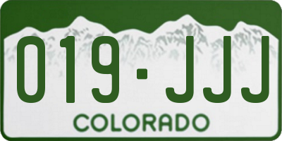 CO license plate 019JJJ