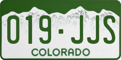 CO license plate 019JJS