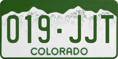 CO license plate 019JJT