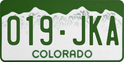 CO license plate 019JKA