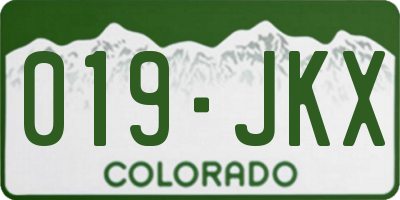 CO license plate 019JKX