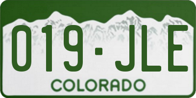 CO license plate 019JLE
