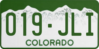 CO license plate 019JLI
