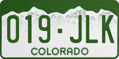 CO license plate 019JLK