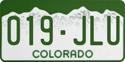 CO license plate 019JLU