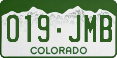 CO license plate 019JMB